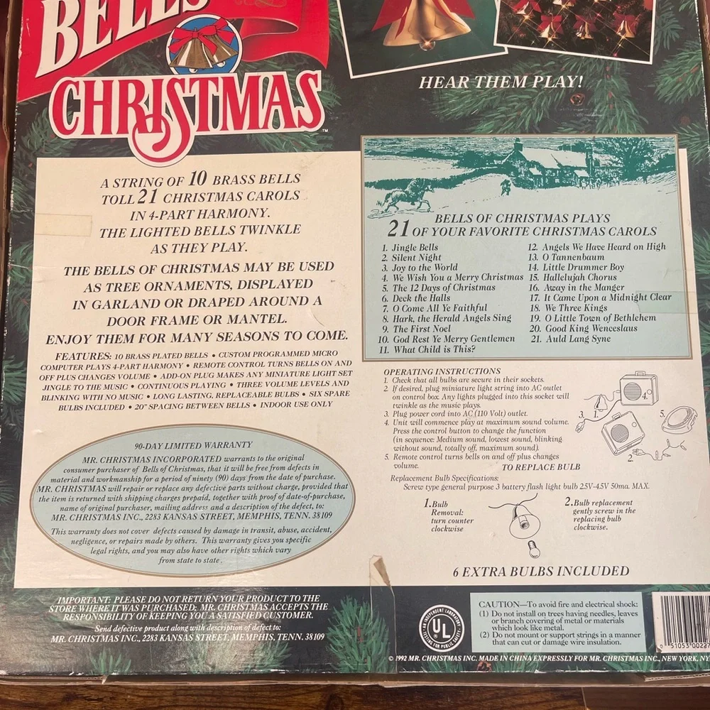 Bells of Christmas Musical Lighted Ornaments - Picture 3 of 4